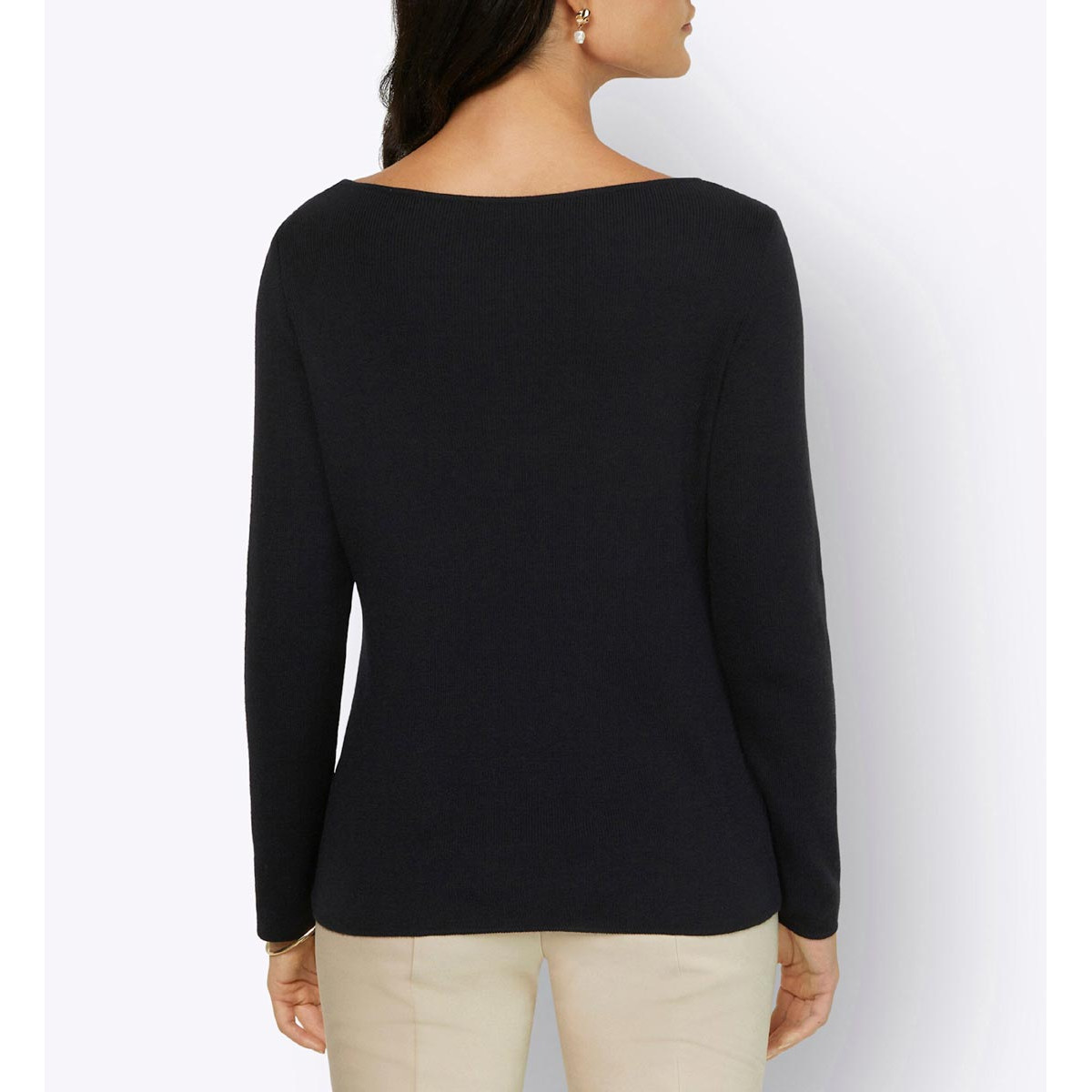 Cut-Out-Dekolleté-Pullover schwarz