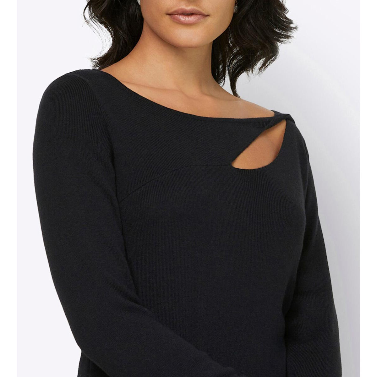 Cut-Out-Dekolleté-Pullover schwarz
