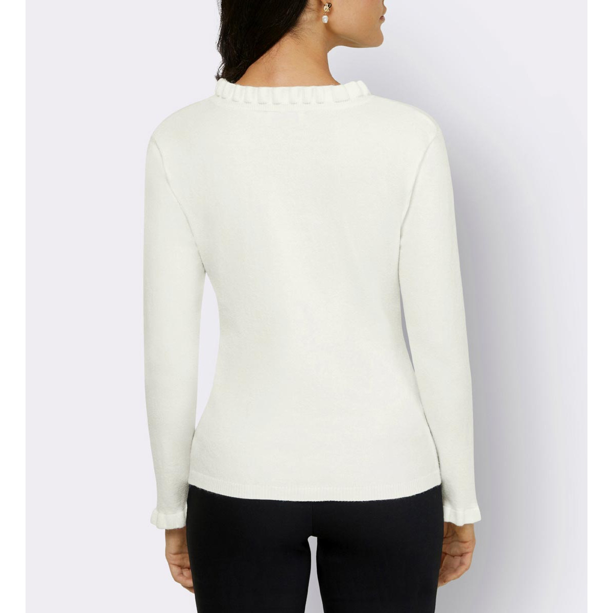 Pullover mit Rüschen-Verzierung ecru