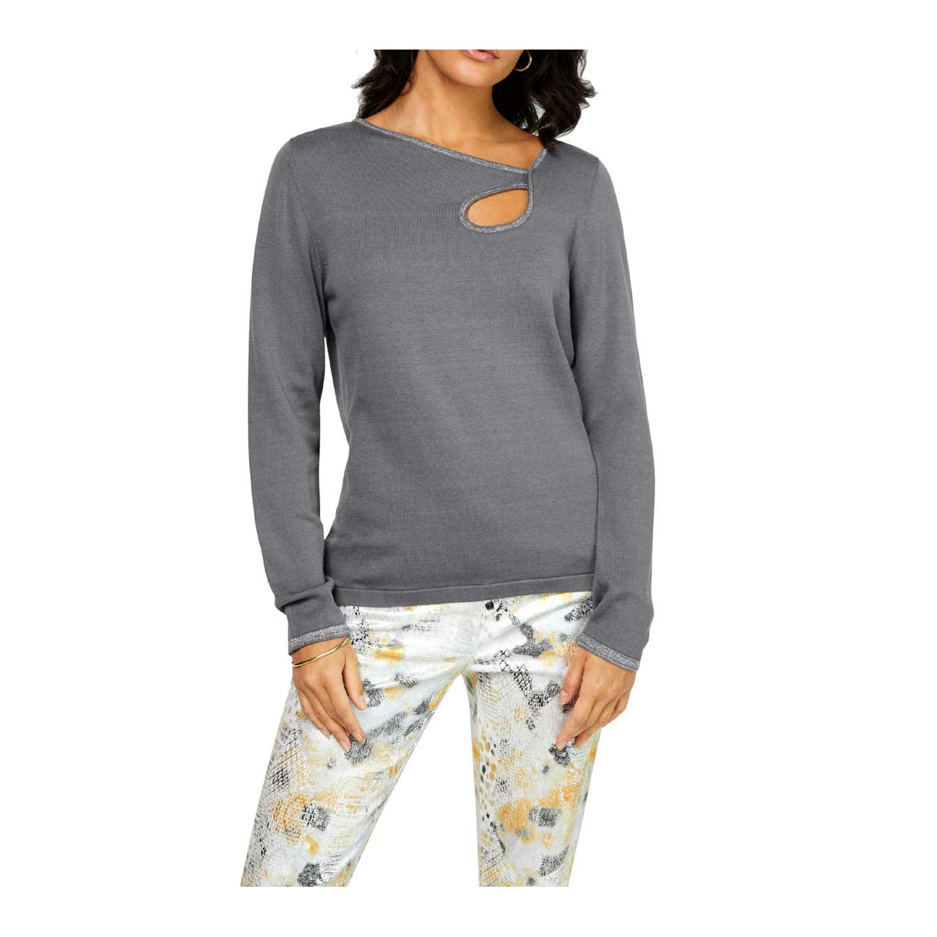 Cut-Out-Dekolleté-Pullover grau