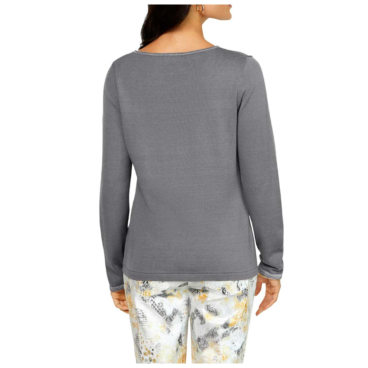Cut-Out-Dekolleté-Pullover grau