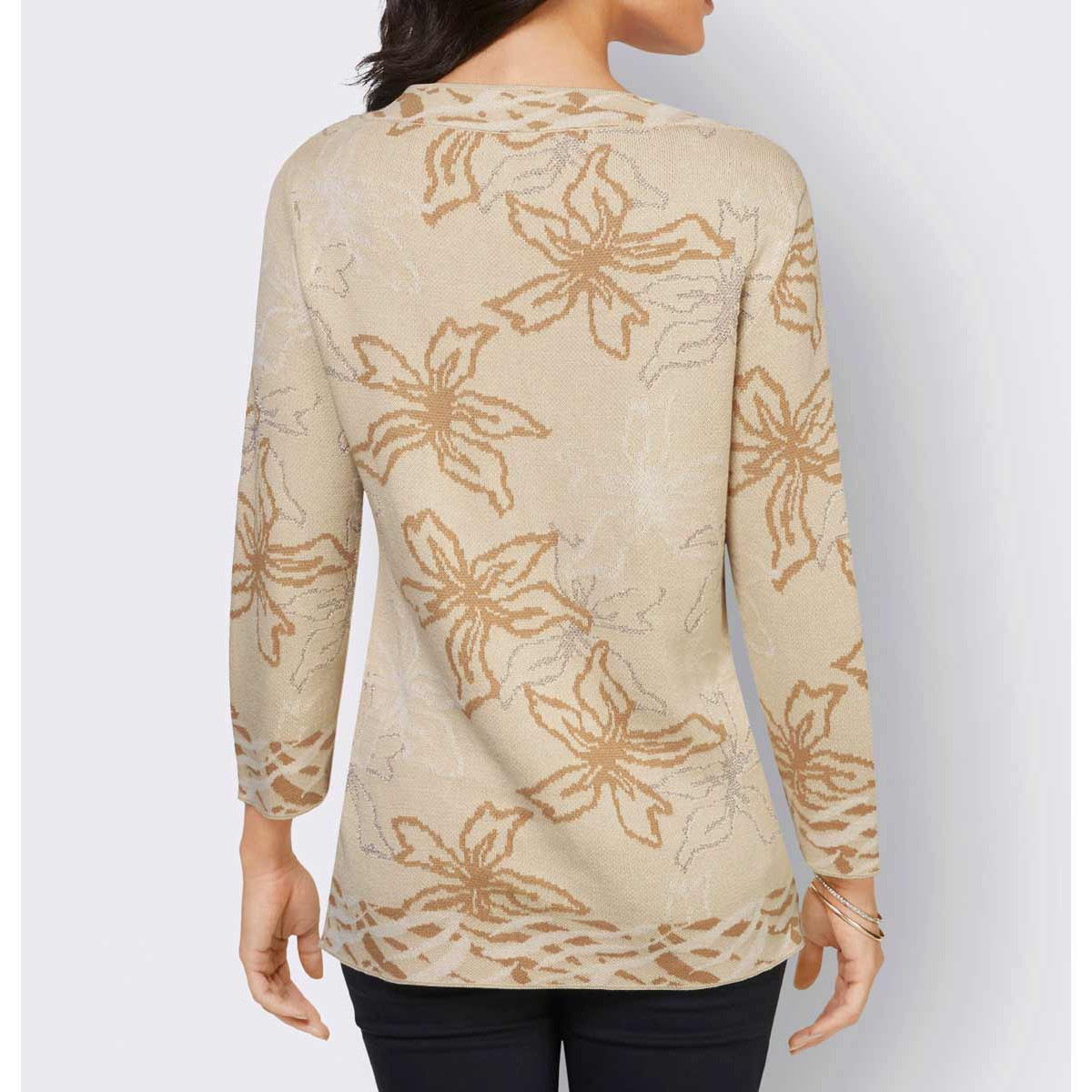Jacquard-Pullover sand-champagner-gemustert