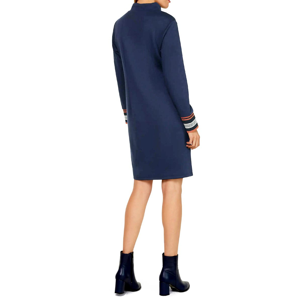 Designer-Sweat-Kleid marine-rostrot