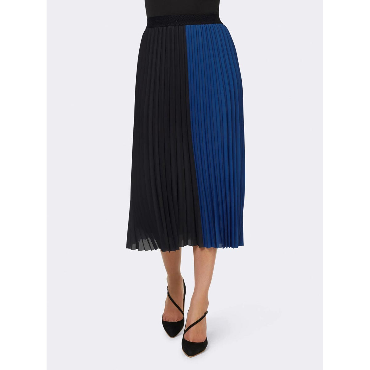 Designer-Plisseerock royalblau-schwarz