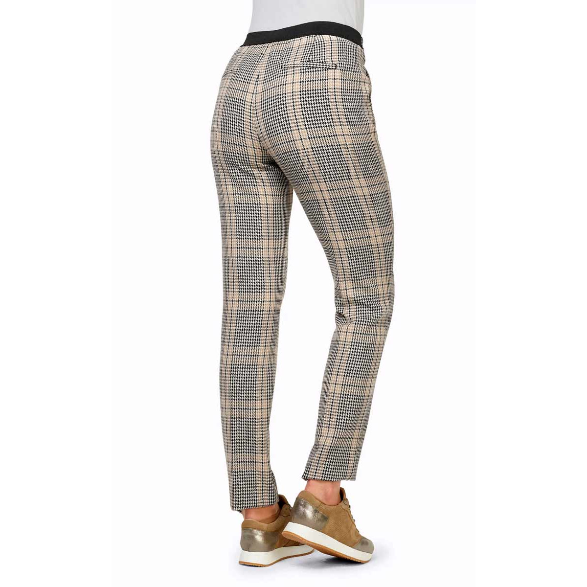 Designer-Hose in Karo-Look champagner-camel