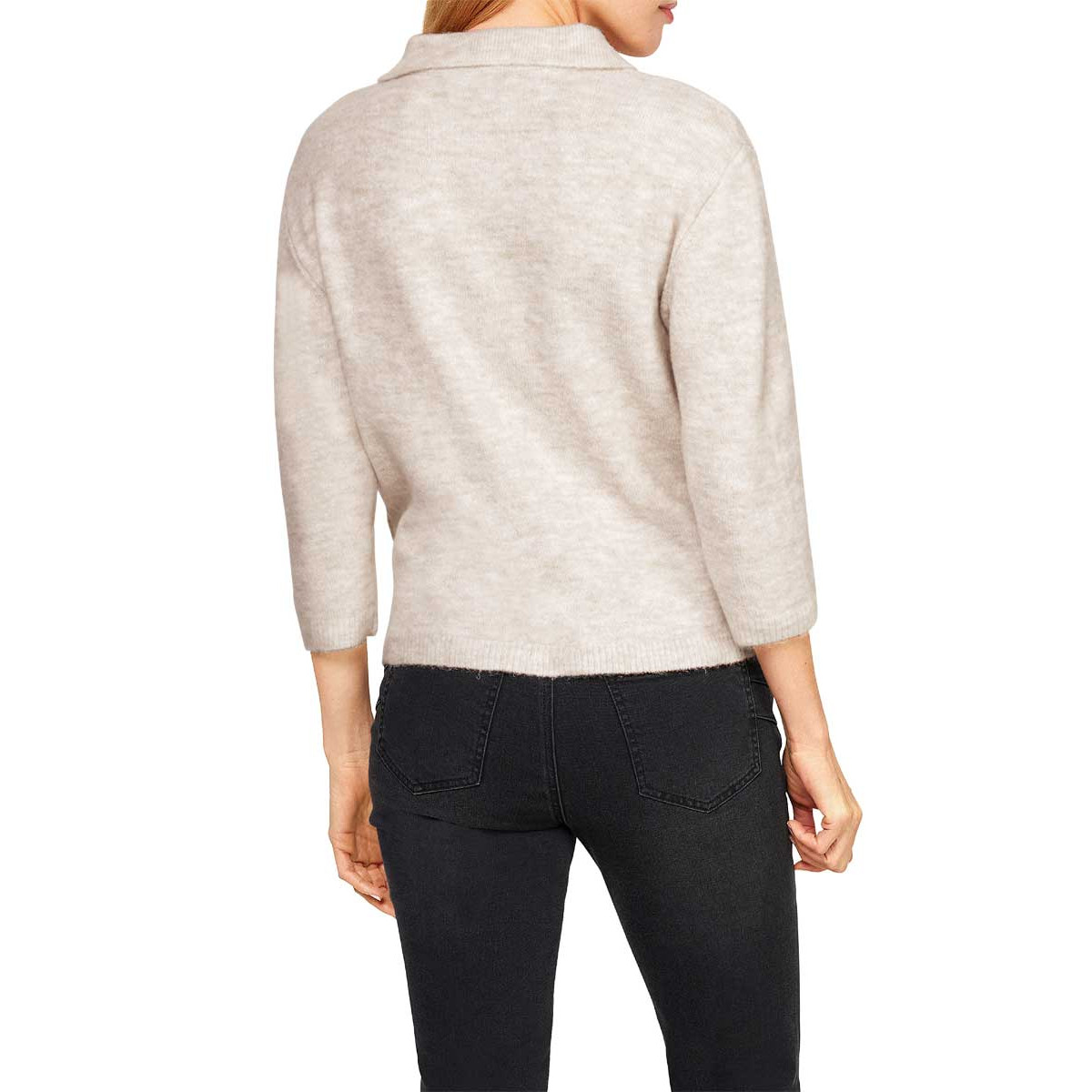 Designer-Polopullover m. Strassknöpfen champagner