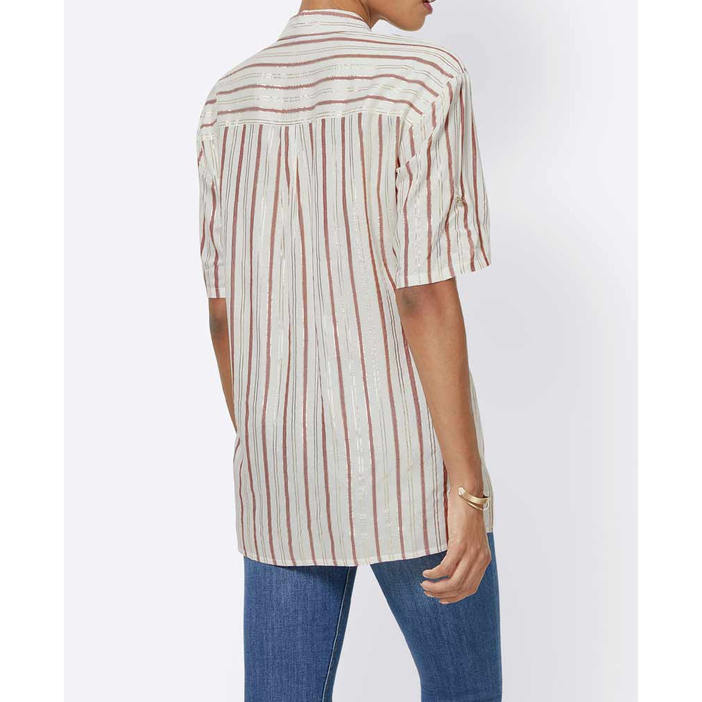 Bluse ecru-goldfarben-taupe