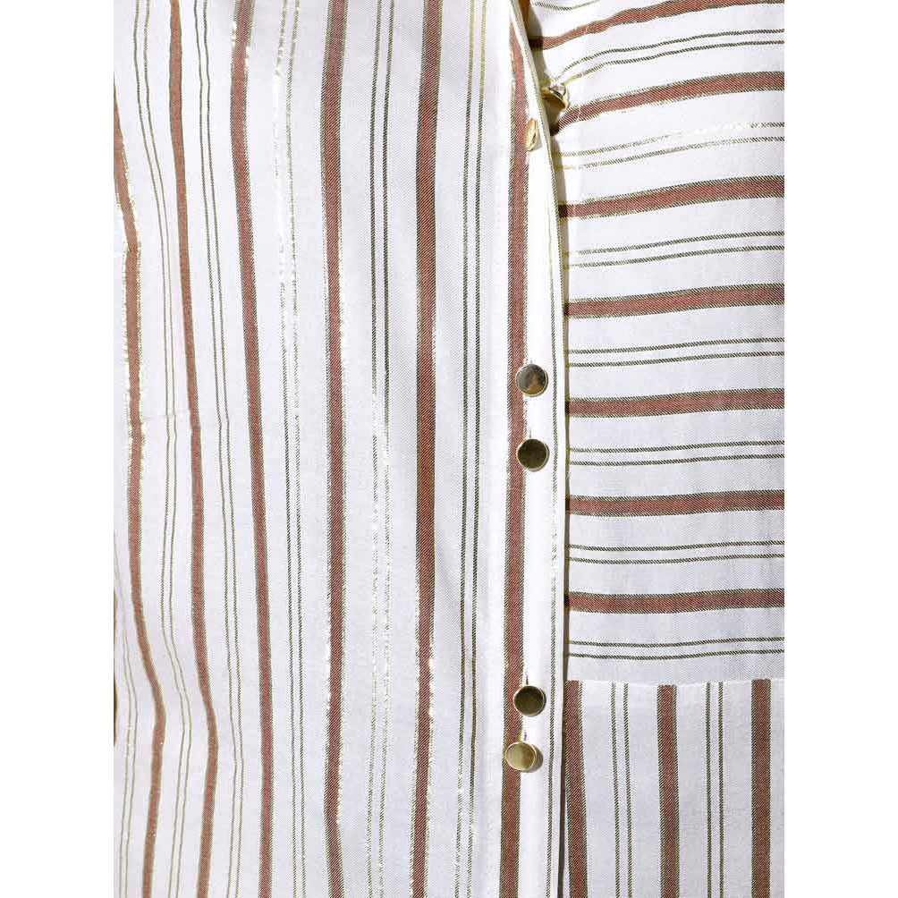 Bluse ecru-goldfarben-taupe