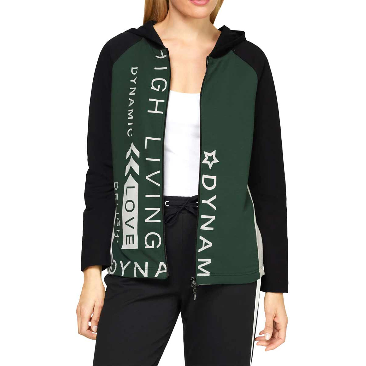 Designer-Sweatjacke m. Schriftzug moos