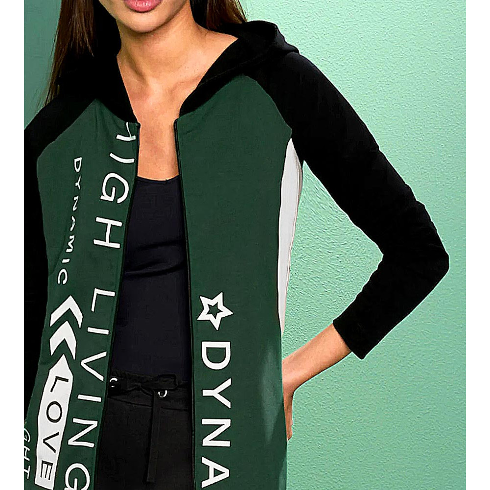 Designer-Sweatjacke m. Schriftzug moos