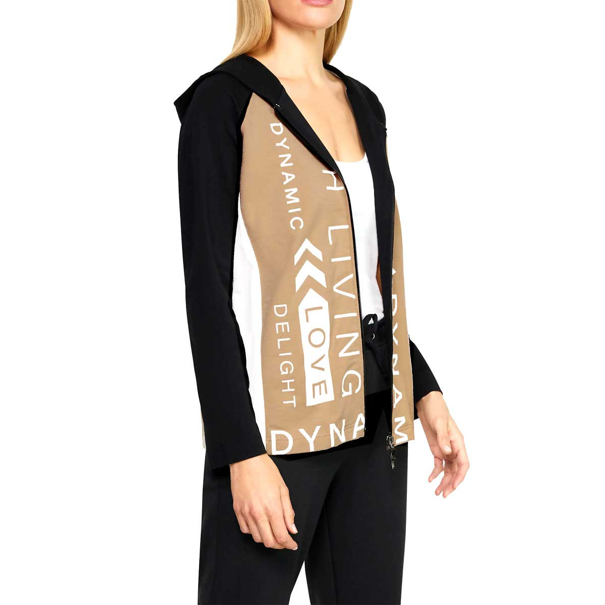Designer-Sweatjacke m.Schriftzug camel