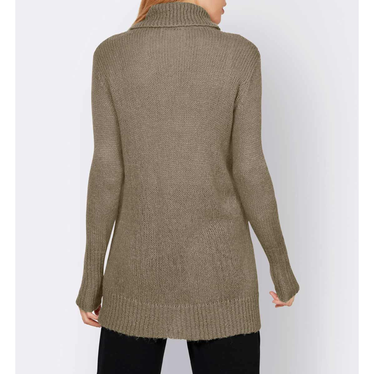 Designer-Rollkragenpullover m. Motiv taupe