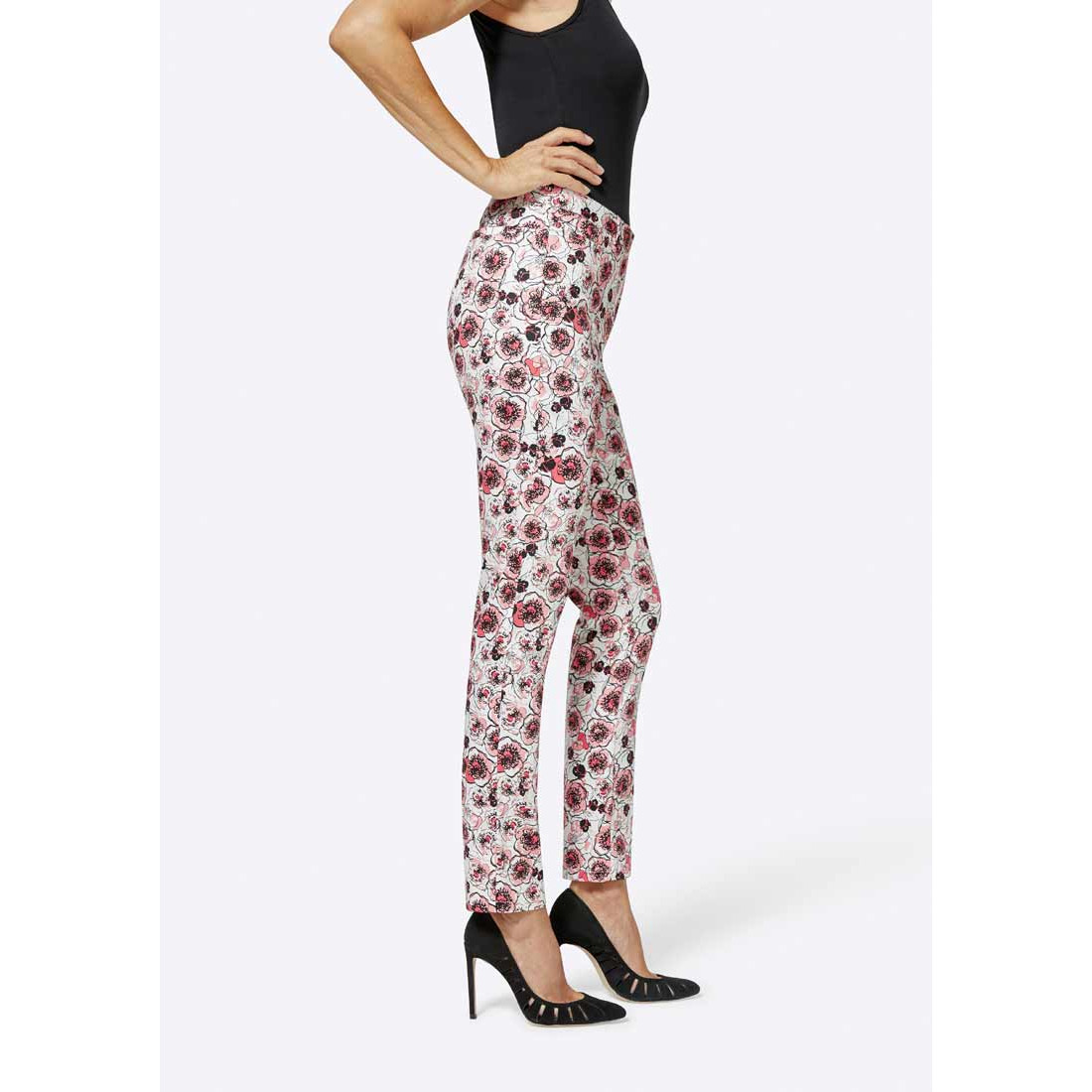 Druck-Stretchhose weiß-apricot
