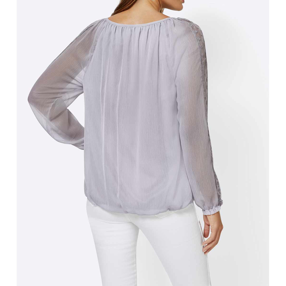 Bluse m. Spitze grau
