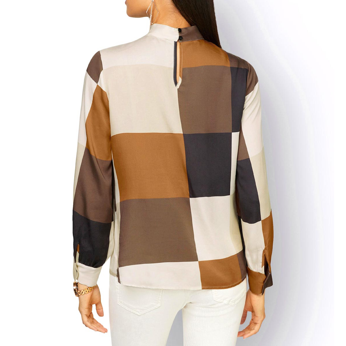 Lyocel-Druckbluse champagner-cognac