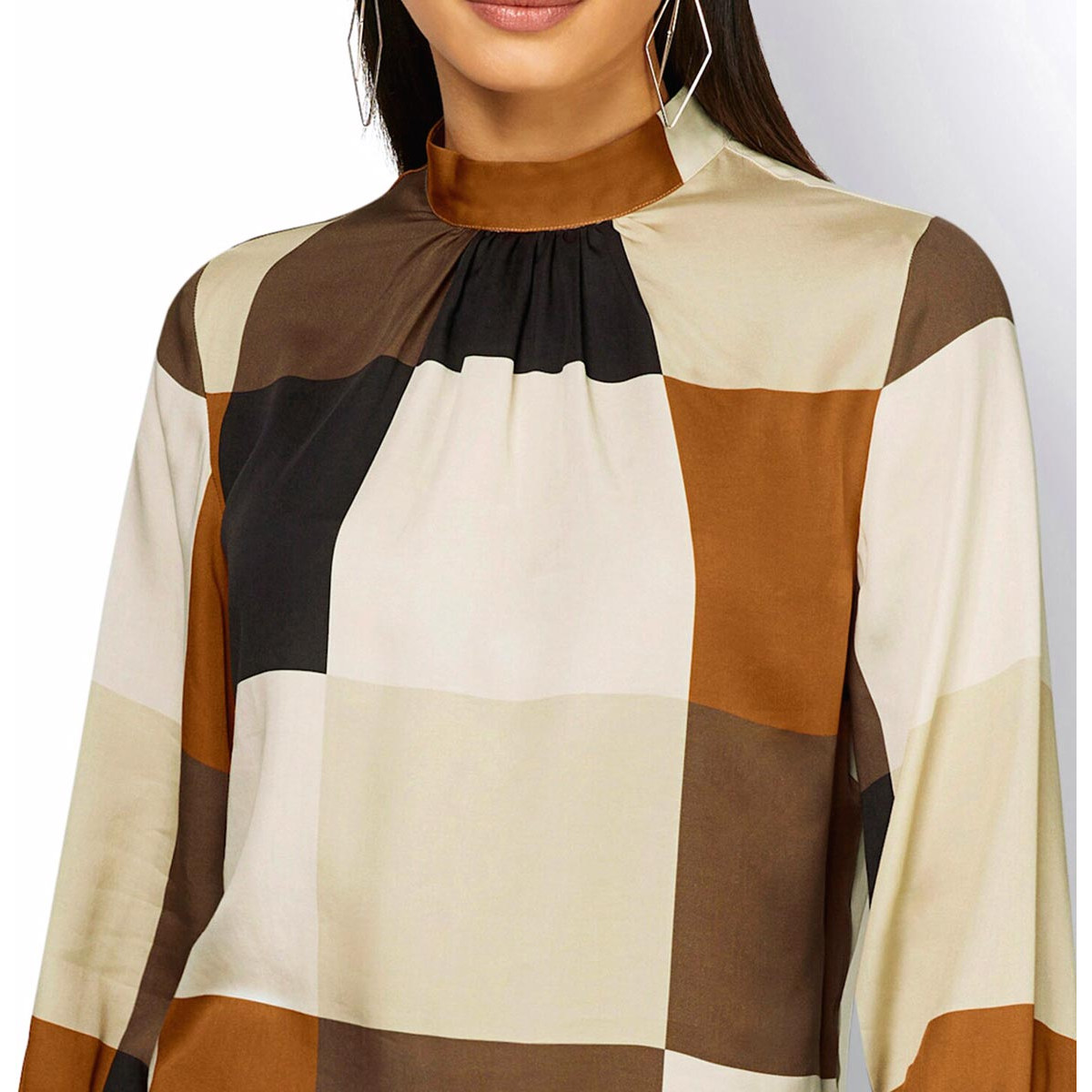 Lyocel-Druckbluse champagner-cognac