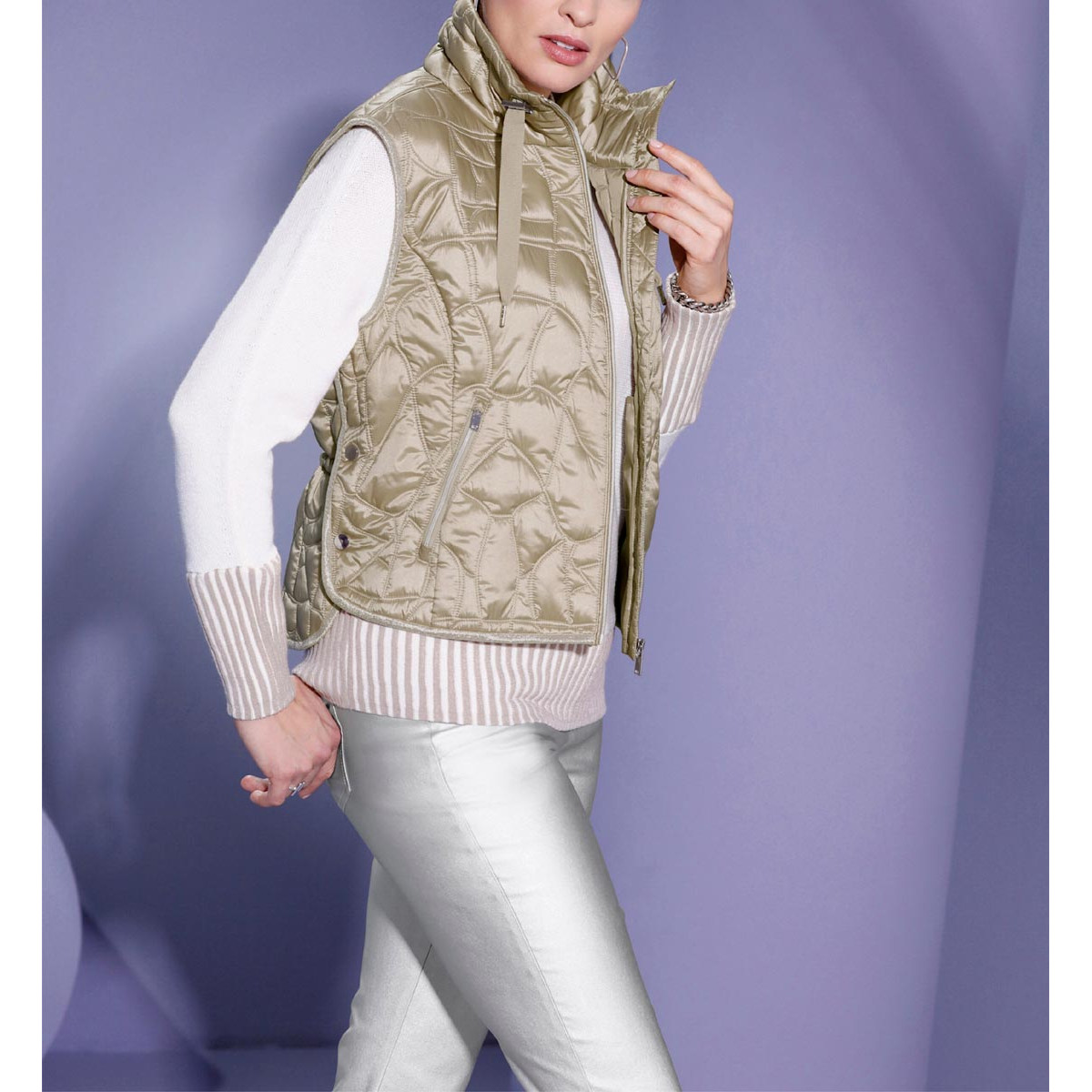 Wollpullover mit Fledermausärmeln ecru-sesam
