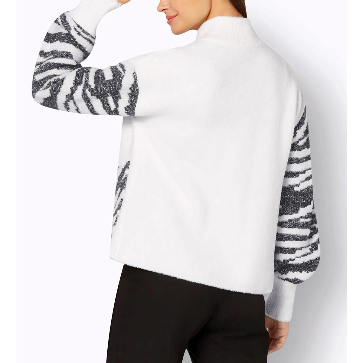 Jacquardstrickjacke ecru-graphit