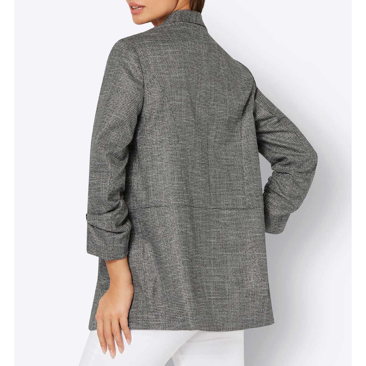 Blazer m. Glanzgarn schwarz-silberfarben-meliert