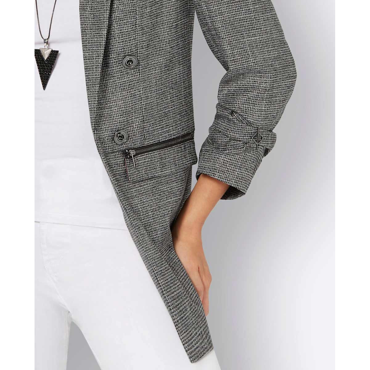 Blazer m. Glanzgarn schwarz-silberfarben-meliert