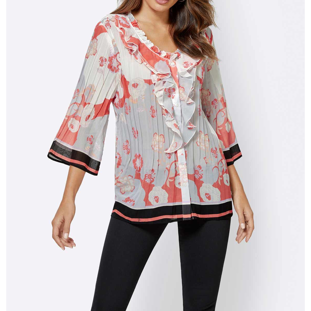 Bluse m. Volants hummer-bedruckt
