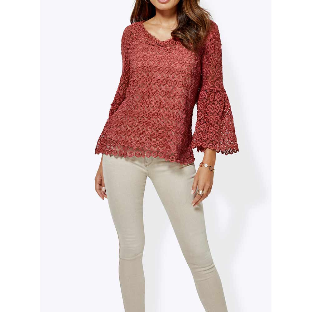 Spitzenbluse + Top melone