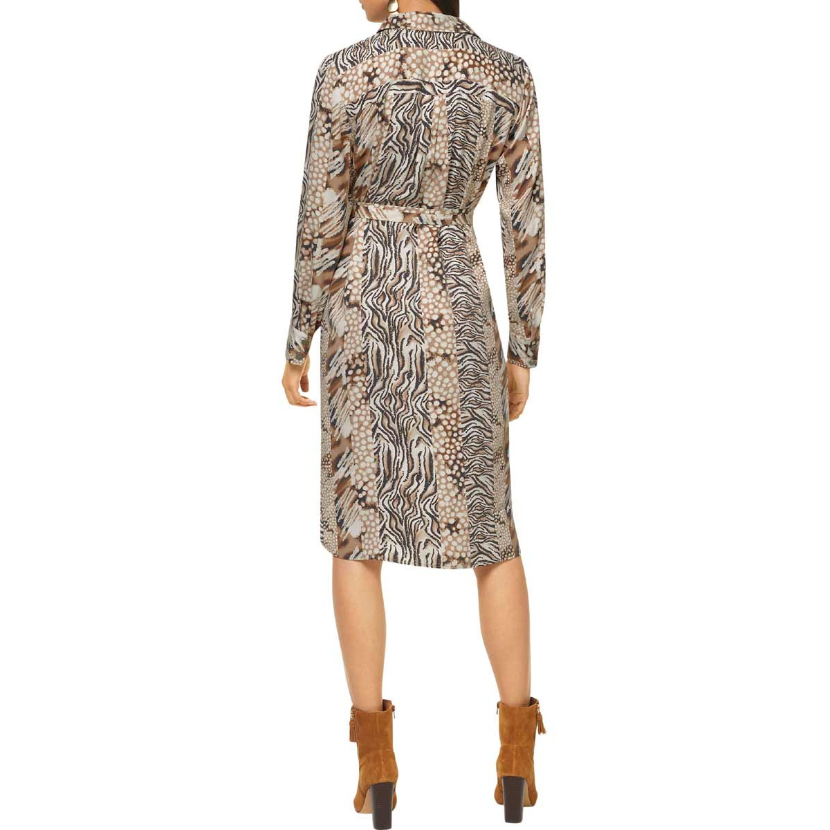 Hemdblusenkleid champagner-bedruckt