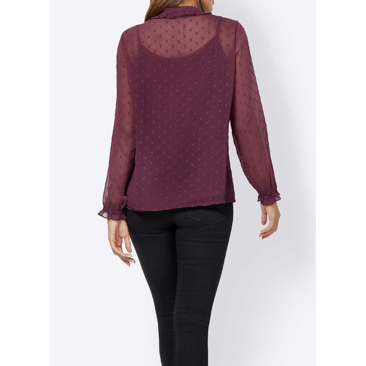 Bluse m. Stickerei + Top beere