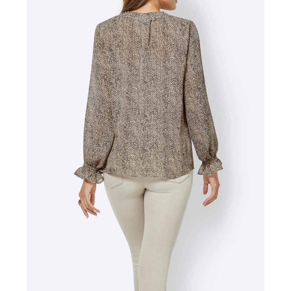 Bluse beige-schwarz-bedruckt