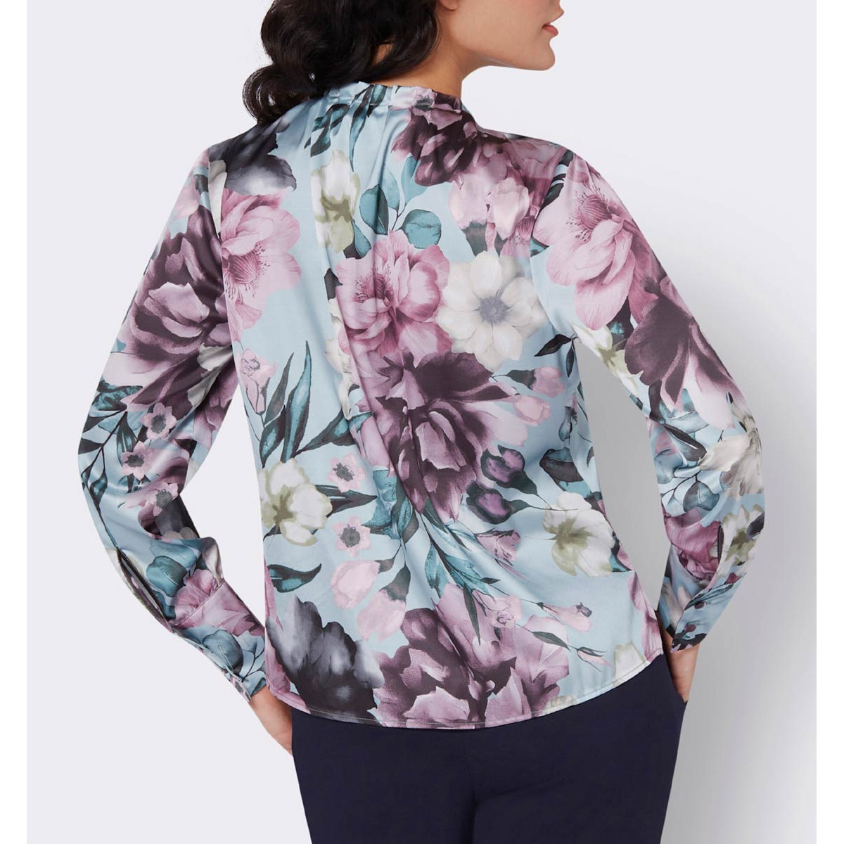 Satin-Druckbluse kalkmint-mauve