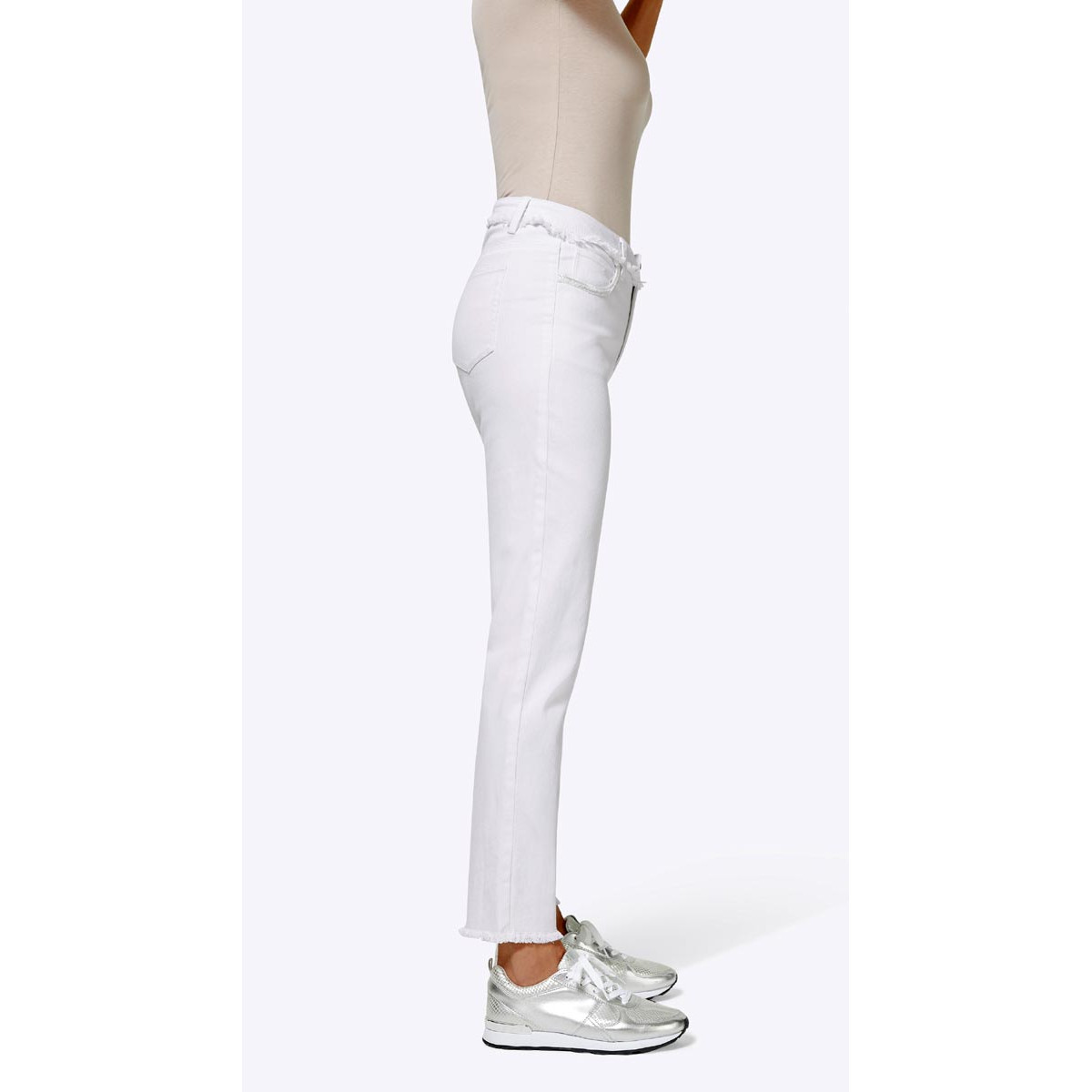 Jeans m. Perlen weiß
