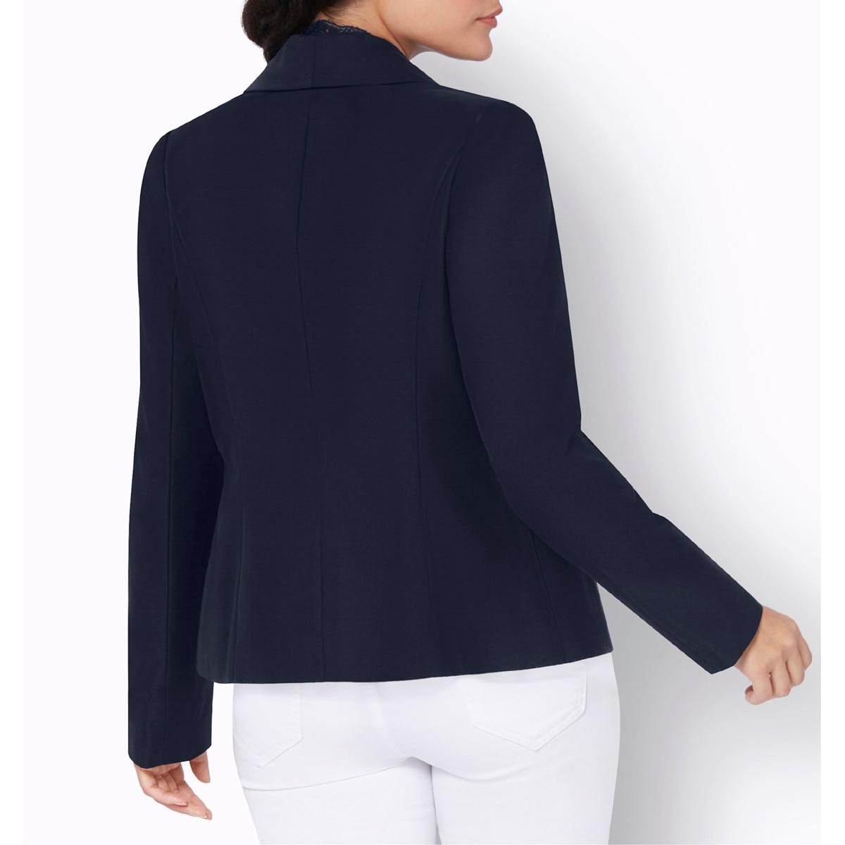 Lyocell-Blazer m. Spitze marine