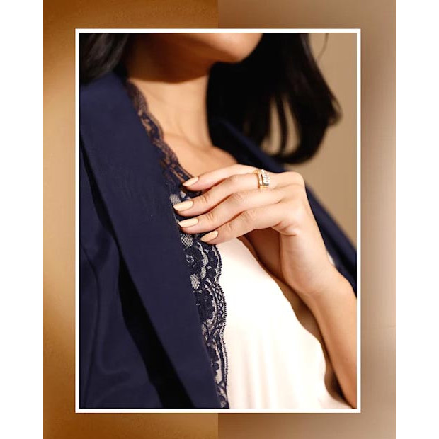 Lyocell-Blazer m. Spitze marine