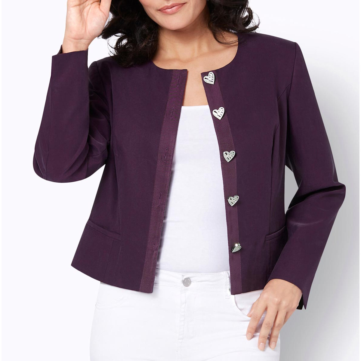Blazer mit herzförmigen Knöpfen traube