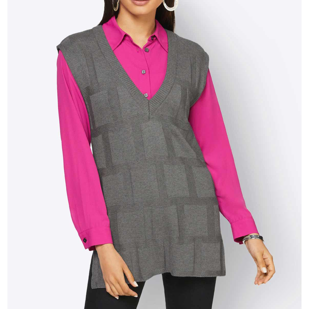 3D-Strukturoptik-Pullunder grau