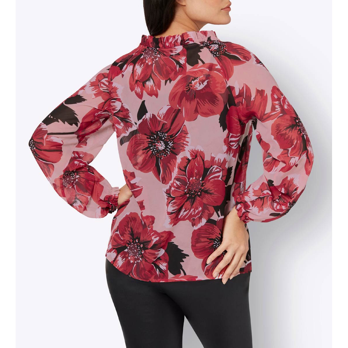 Georgette-Druckbluse puder-rot