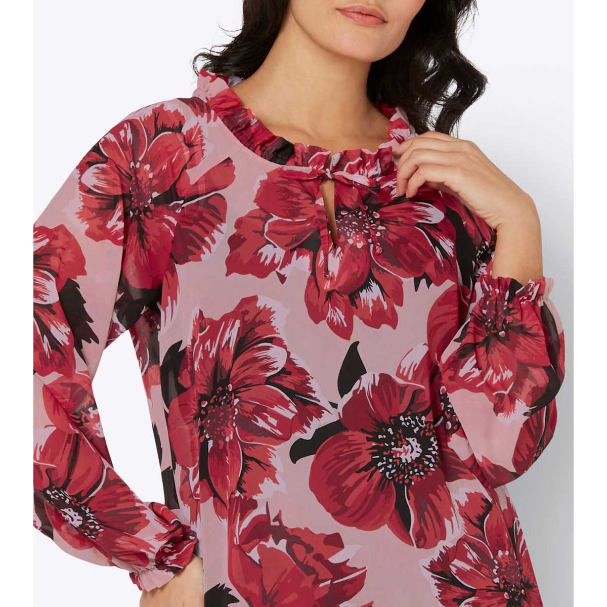 Georgette-Druckbluse puder-rot