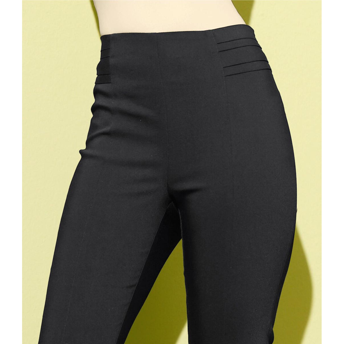 Stretchhose m.dekorativem Schlitz schwarz