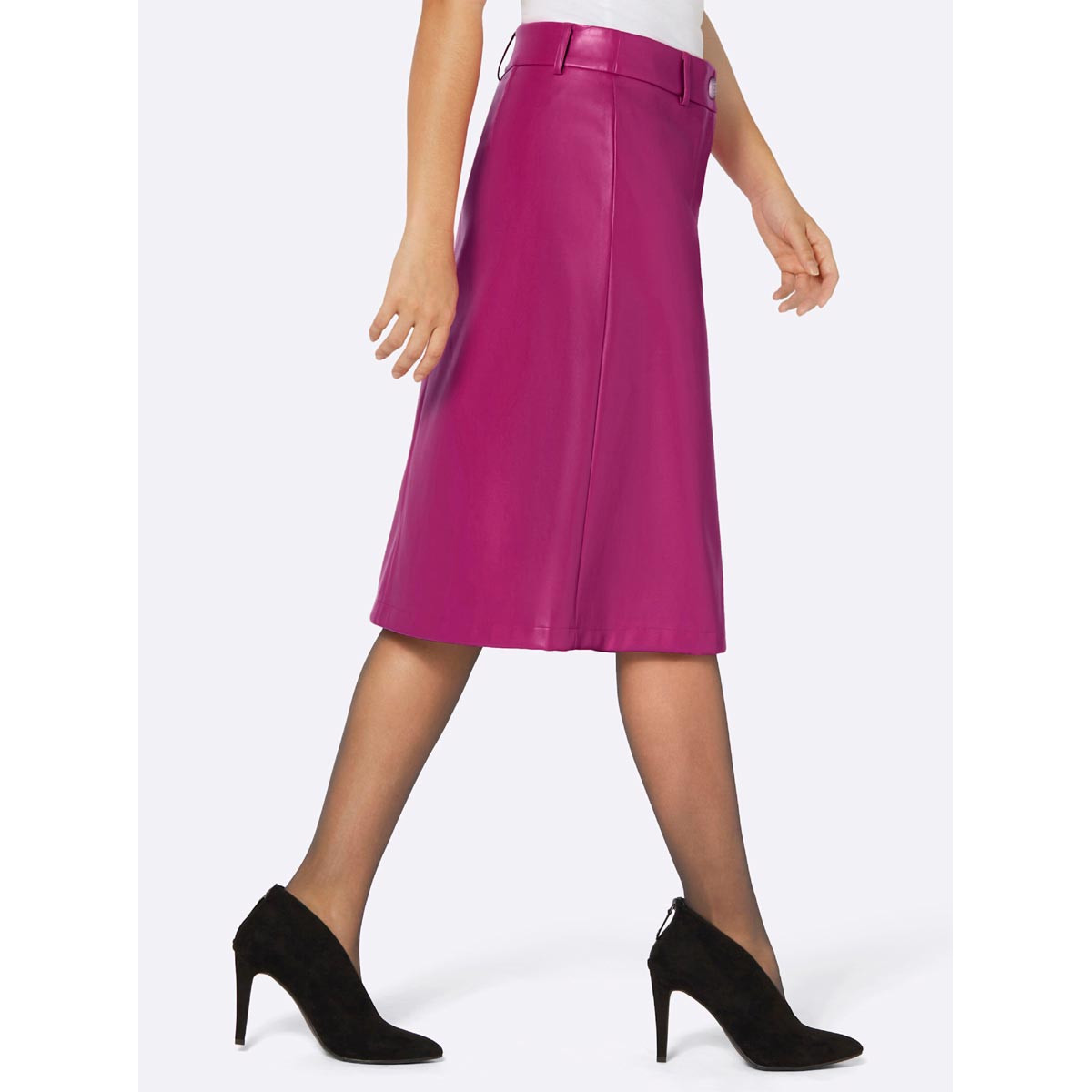 Lederimitatrock mit Teilungsnähten magenta