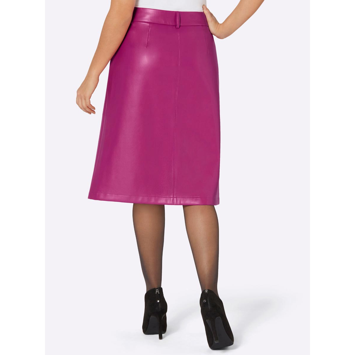 Lederimitatrock mit Teilungsnähten magenta