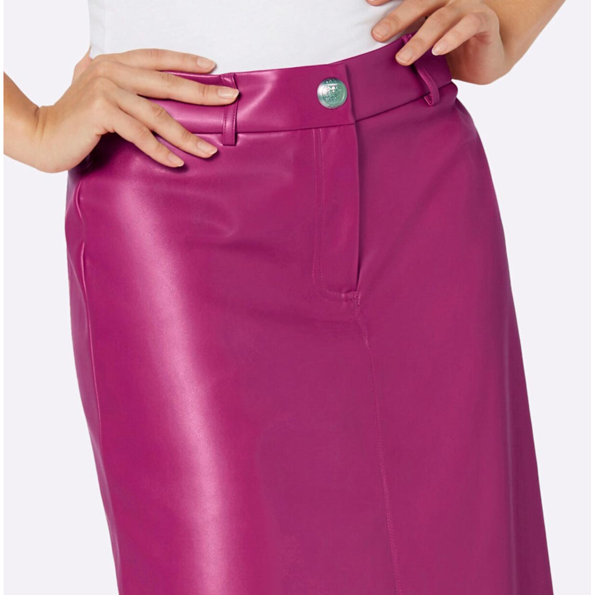 Lederimitatrock mit Teilungsnähten magenta