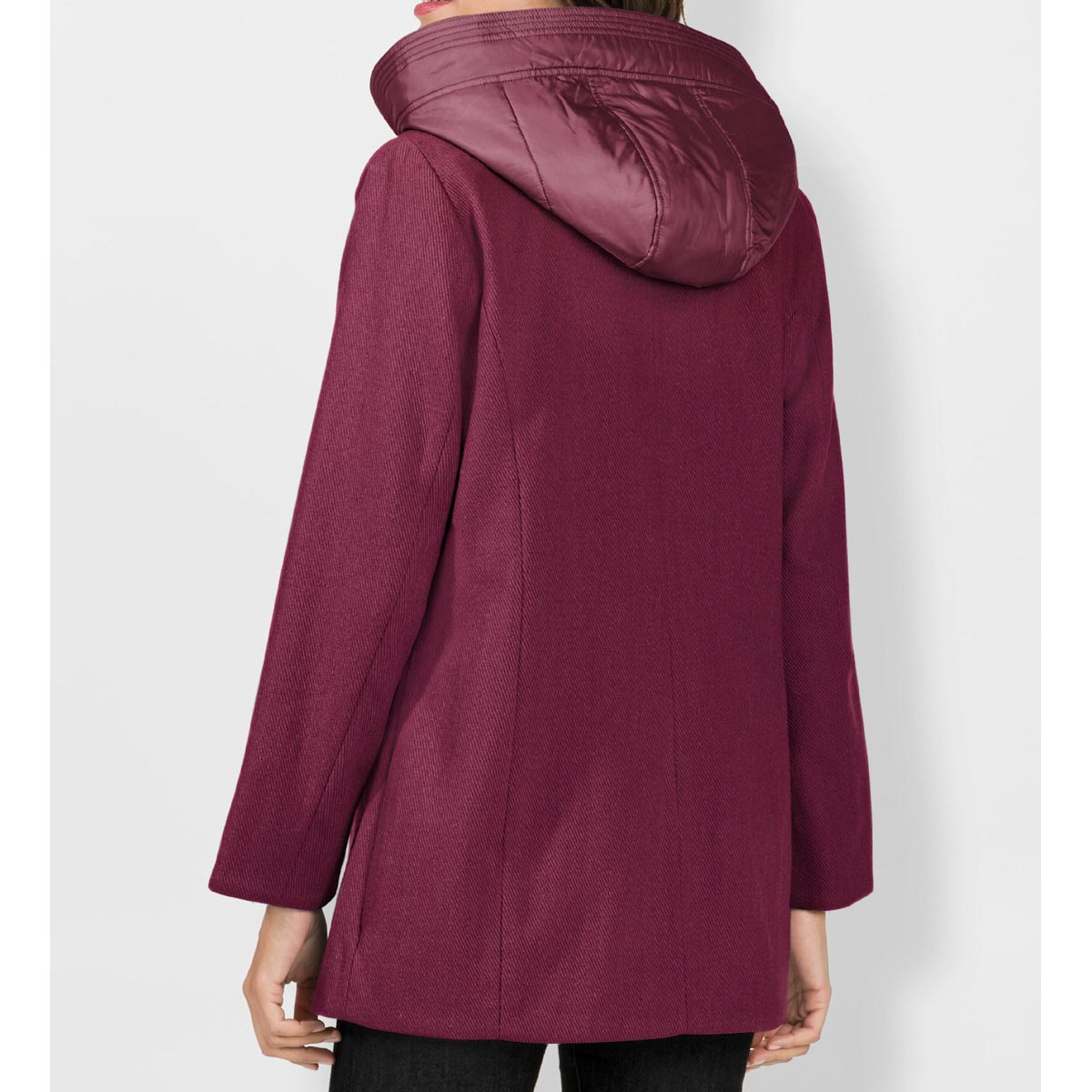 2-in-1-Wolljacke mit Westen-Einsatz bordeaux