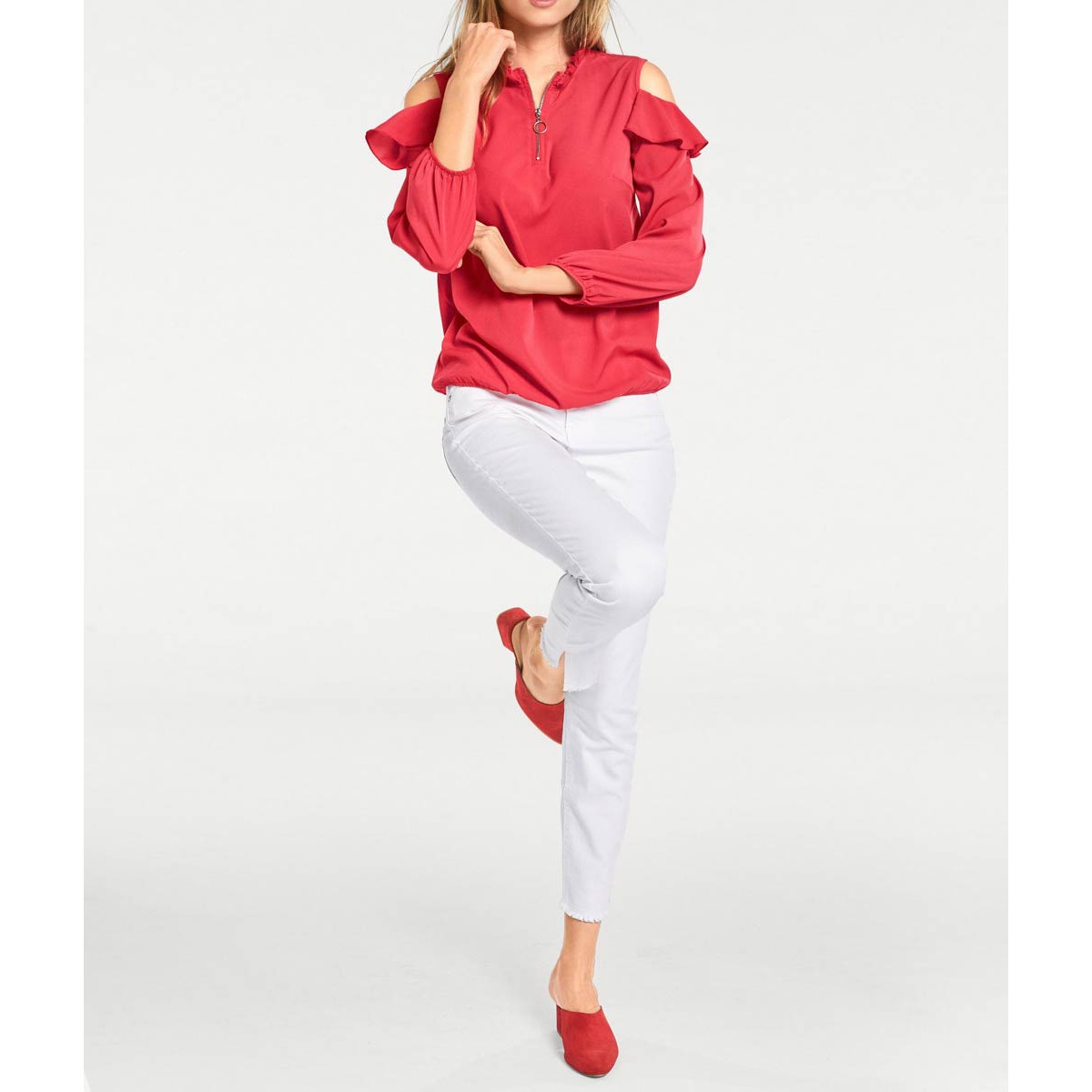 Bluse m. Cut-Outs koralle