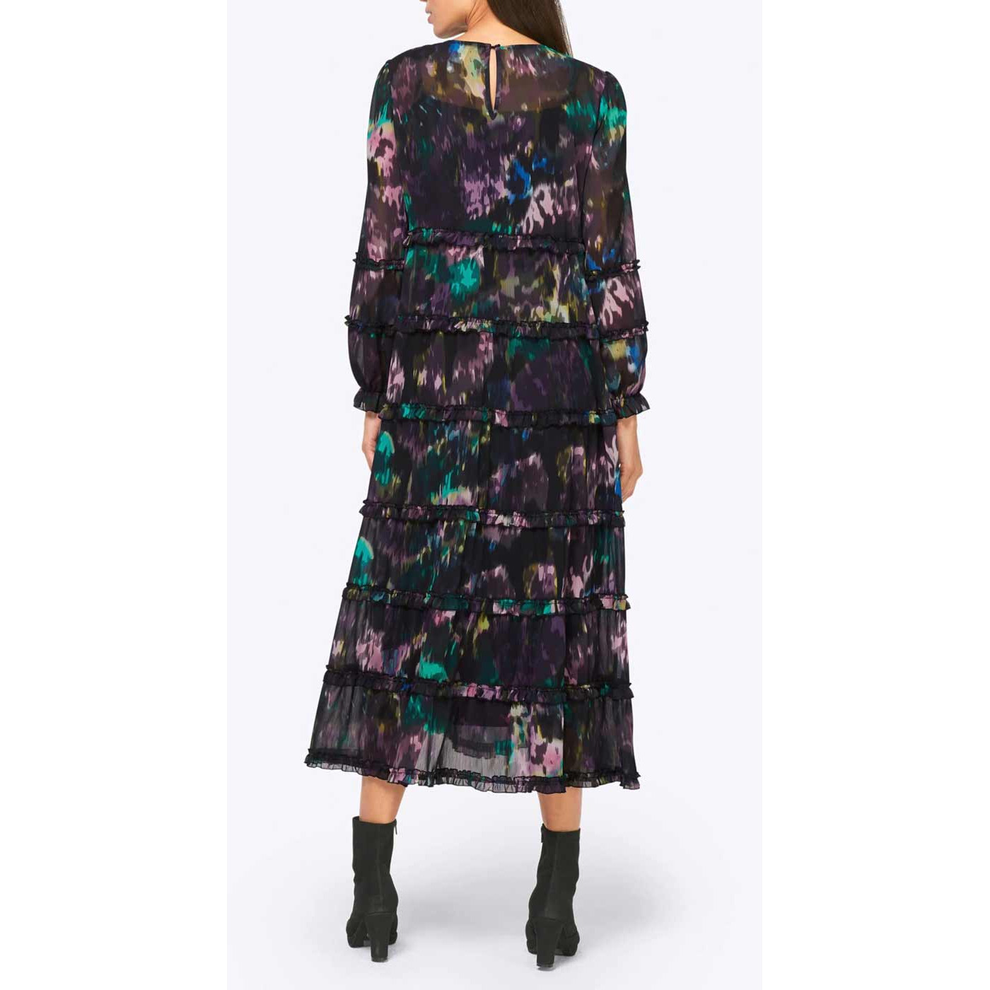 Designer-Chiffonkleid schwarz-pflaume