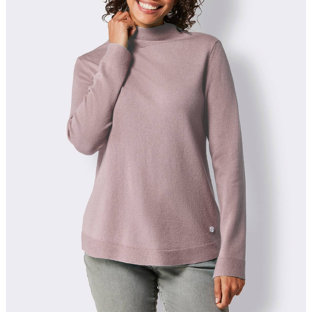 Kaschmirpullover mit Kelchkragen mauve