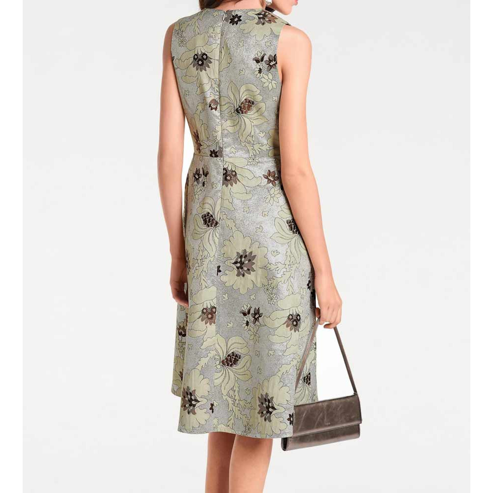Designer-Jacquardkleid silber-creme-taupe