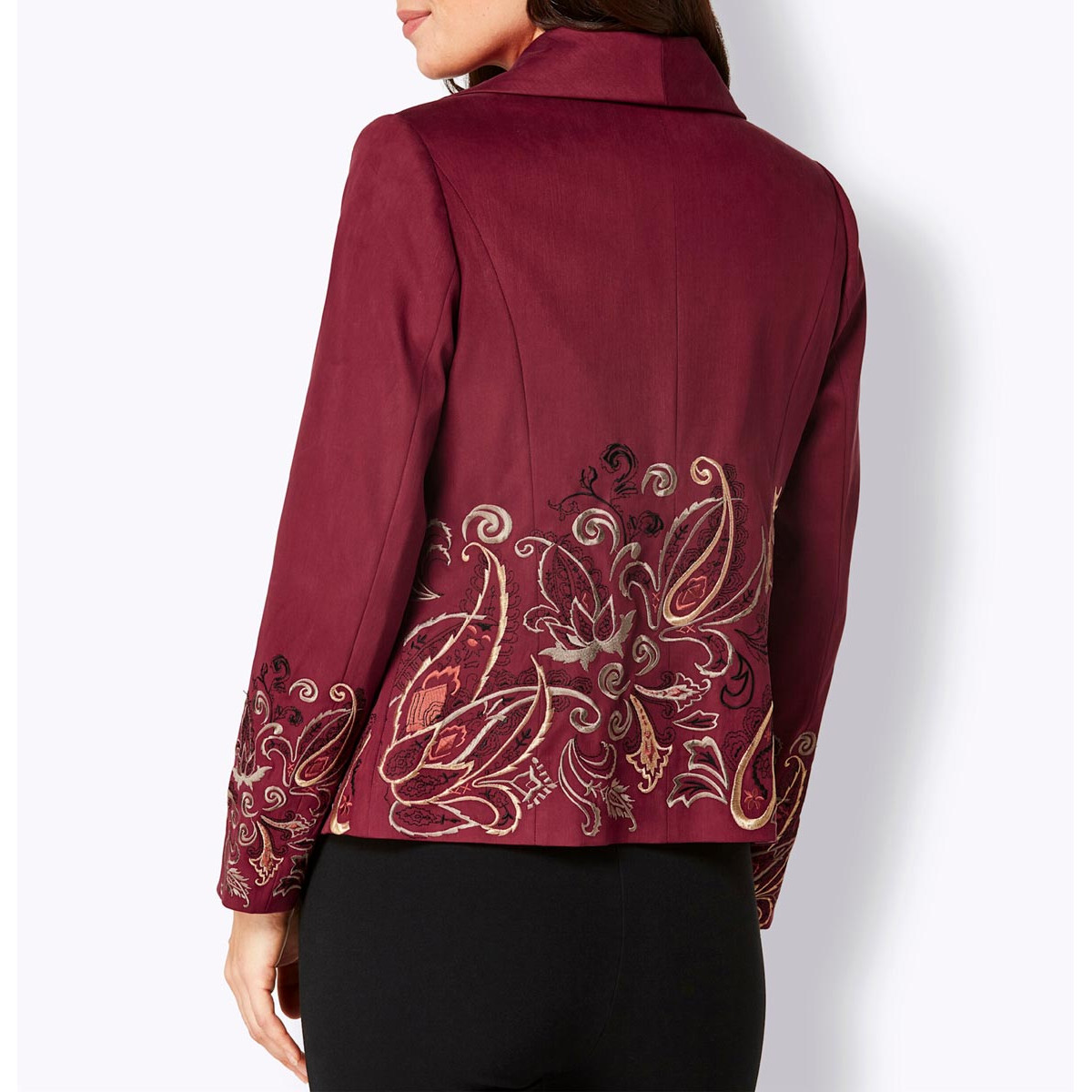 Blazer m. Stickereien dunkelrot-gemustert