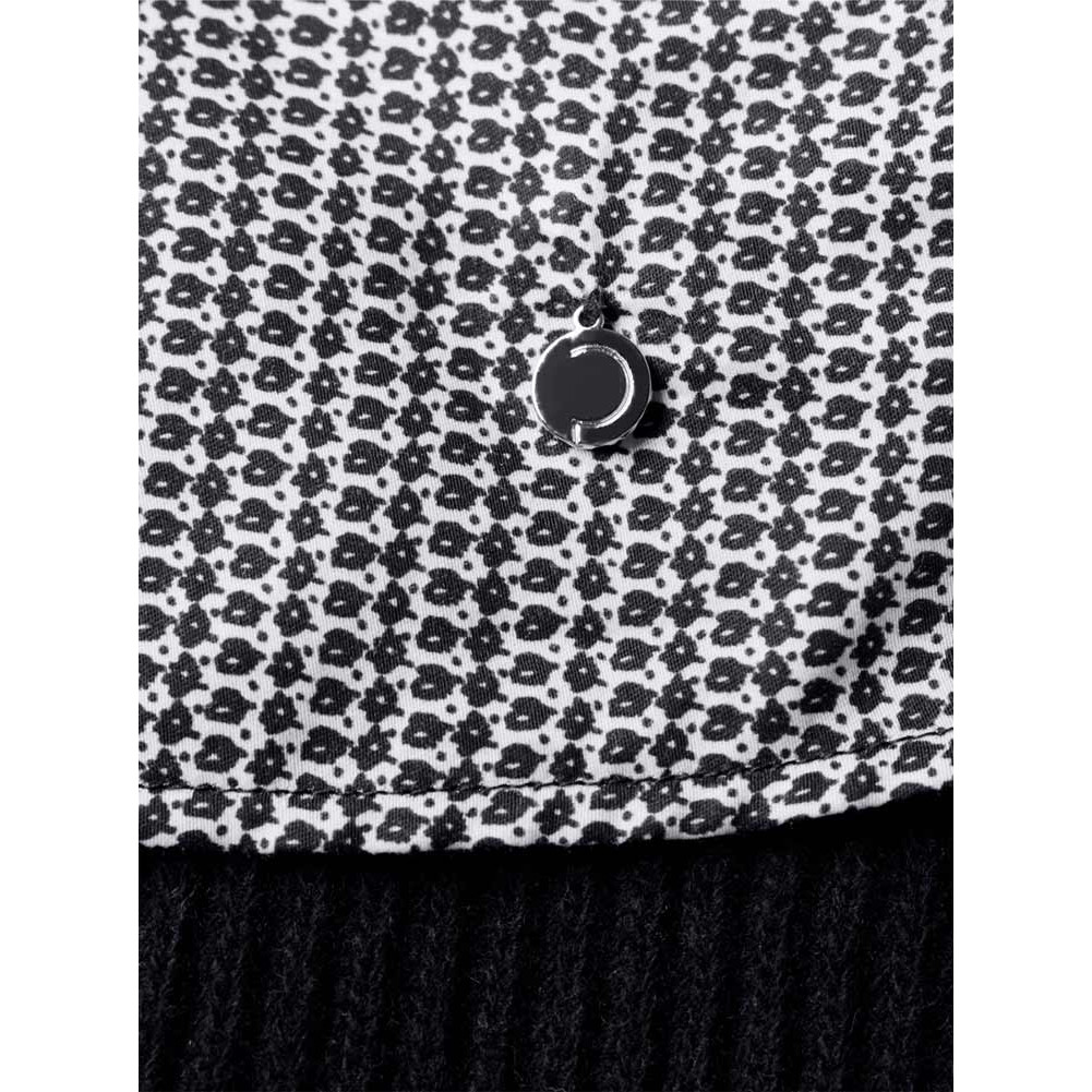 Lyocell-Druckbluse m. Rüschen ecru-schwarz