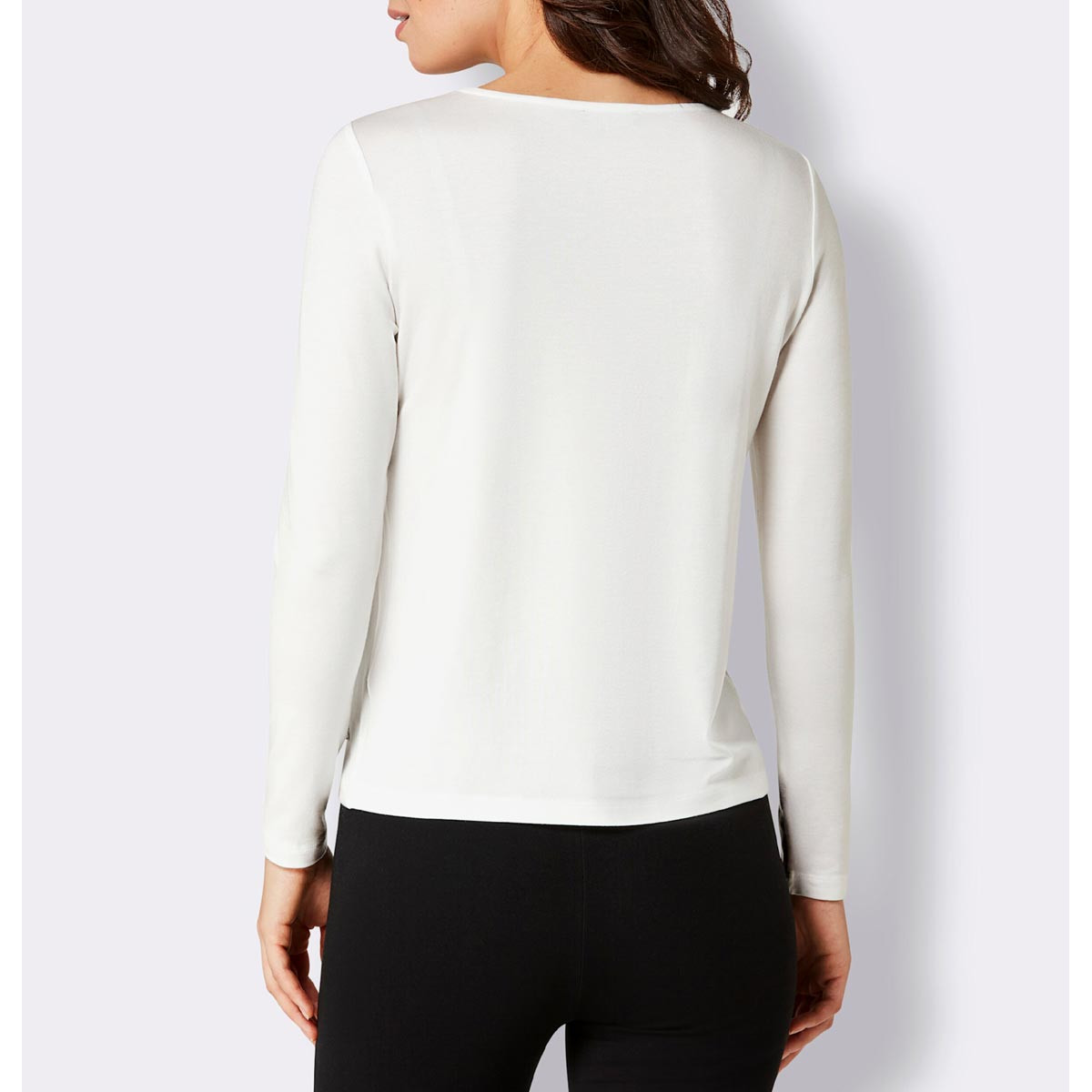Modal-Shirt m. Netzeinsatz und Spitze ecru
