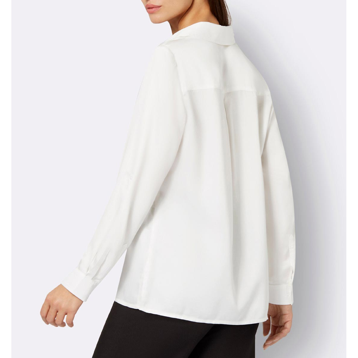 Modal-Bluse m. Kontrast-Akzenten ecru-royalblau